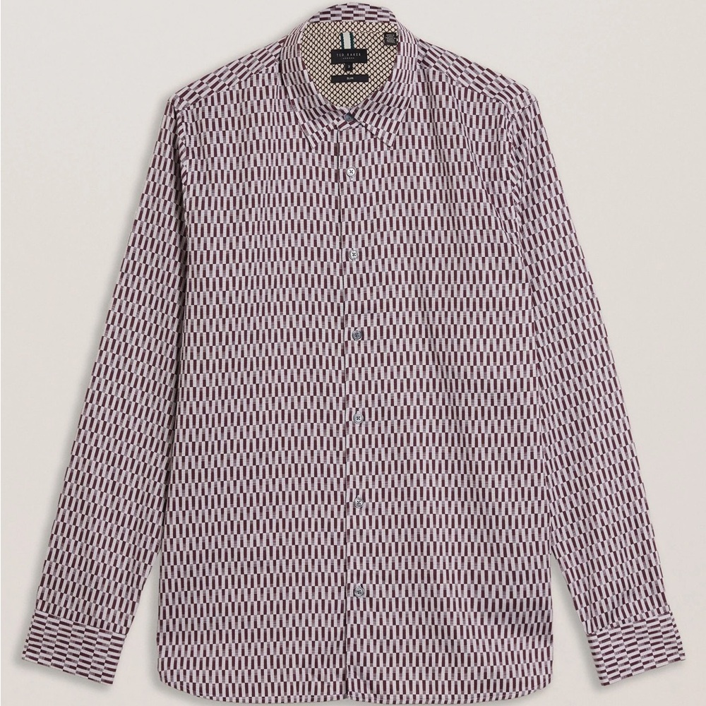 Ted Baker Men's Patterned Shirt - Black and White - Picture 2 of 7
